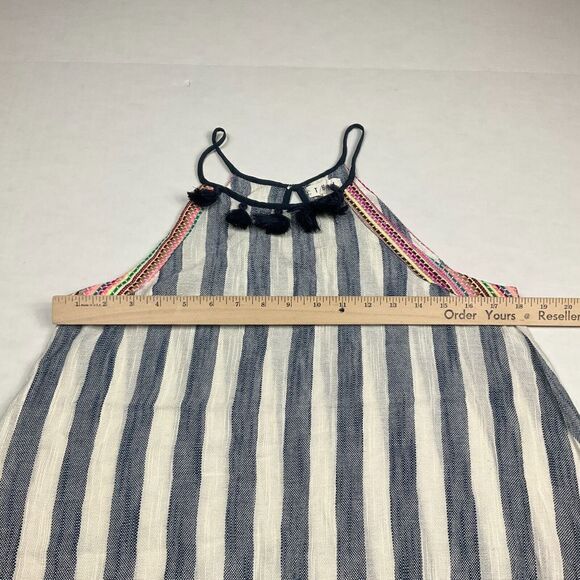 THML Womens Embroidered Shirt Striped Sleeveless Casual Relaxed Fit Top Small - Picture 7 of 11